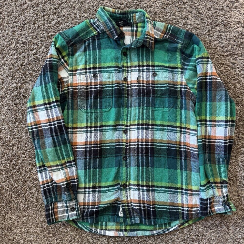 KAVU Men's Medium Multi Color Plaid Flannel Long Sleeve Button Down Shirt *READ*